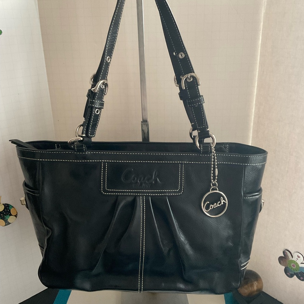 Coach Black Leather Tote Bag